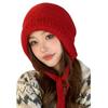 Face Small Lace-up Wool Pullover Hat Outdoor Wind and Snow Protection Ear Protection Knitted Hat Velvet Northeast Cold Protection Hat