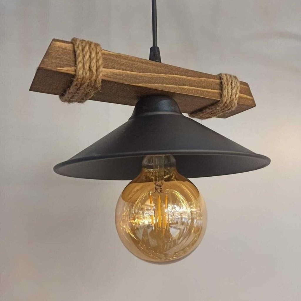Nova Wooden Rustic Modern Rope Single Pendant Chandelier Home Decoration