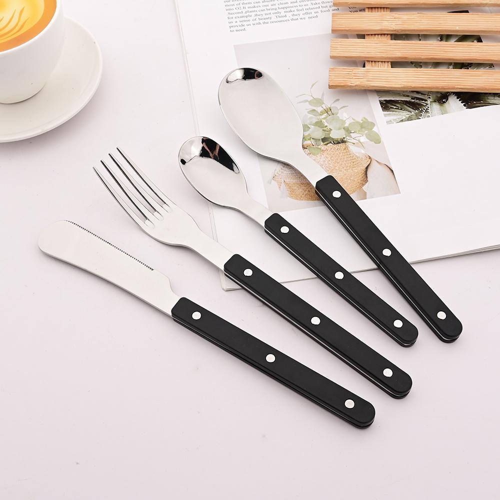 

4Pcs Acrylic Handle Knife Fork Set Stainless Steels Dinner Cutlery Set Pink Silver Western Dinnerware Home Kitchen Flatware
