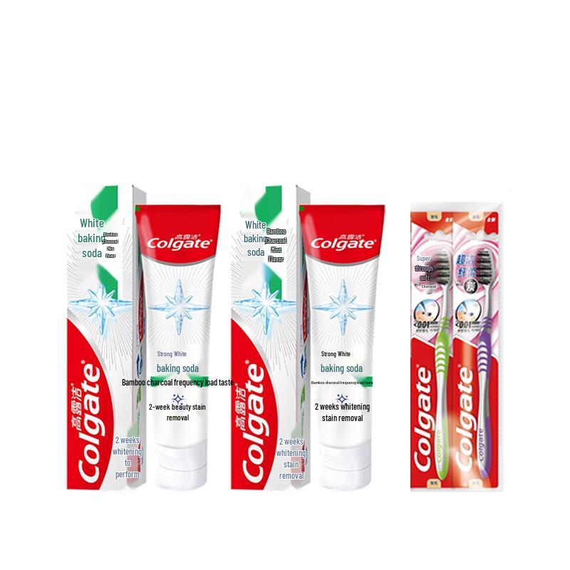Colgate Power White Bamboo Charcoal Mint Toothpaste with Toothbrushes