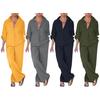 2Pcs/Set Classic 3/4 Sleeve Anti-pilling Casual Outfit Women Shirt Top Loose Long Pants Set Daily Garment