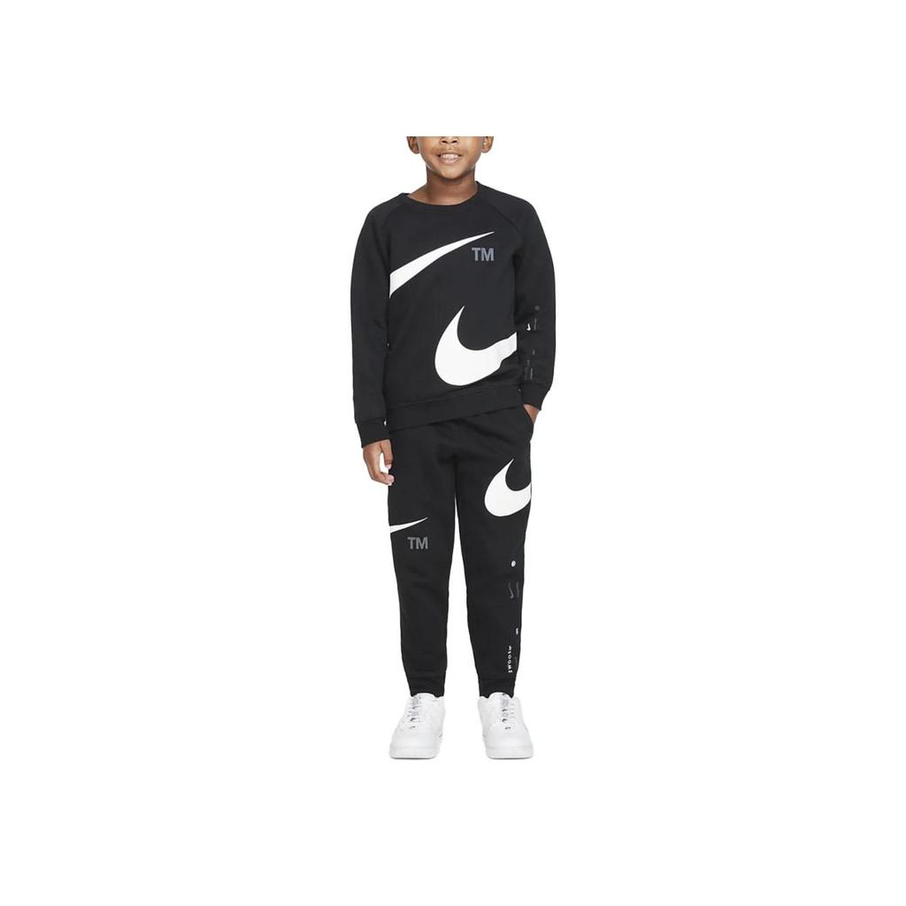 Nike Color Block Round Neck Casual Long Sleeve Fleece Sweatshirt Kids tops Black DR5585-010