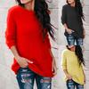 Casual Women Autumn Winter O Neck Long Sleeve Plushy Knitted Pullover Sweater
