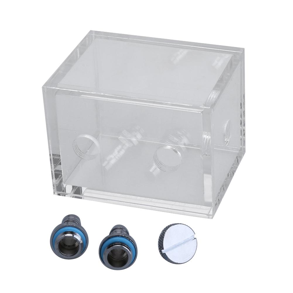 200ml Clear Water Tank Reservoir G1/4 2 Thread Mini Square Water Tank 5mm Thickness for PC Liquid Cooling System Accessories
