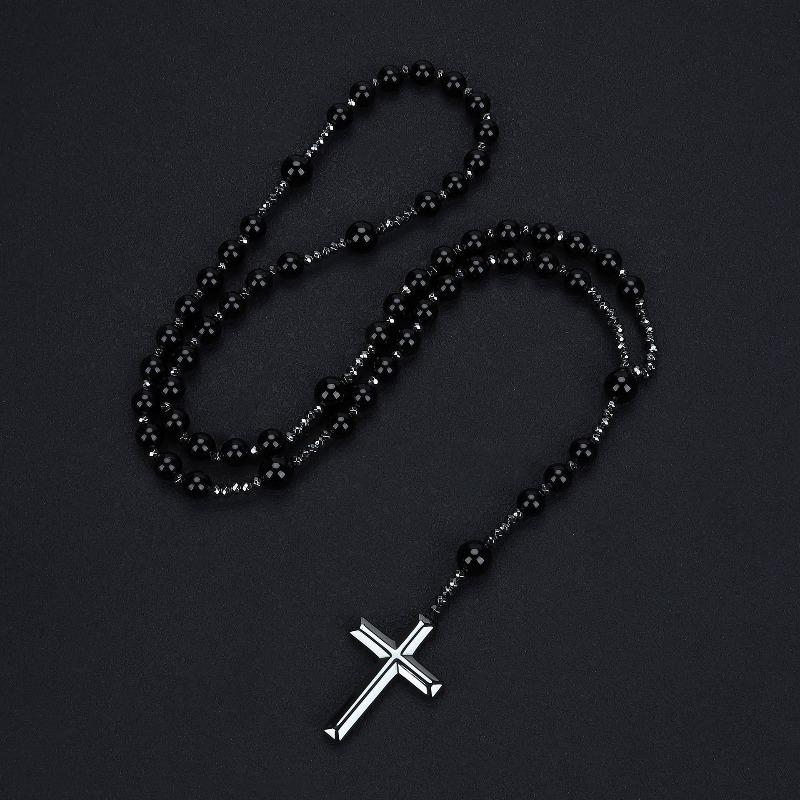 Colier cu Mărgele Ochi de Tigru Pandantiv Cruce Lan Lung cu Mărgele Accesorii pentru Bărbați și Femei Lan pentru Pulover Lan pentru Pulover Lung Toamnă și Iarnă