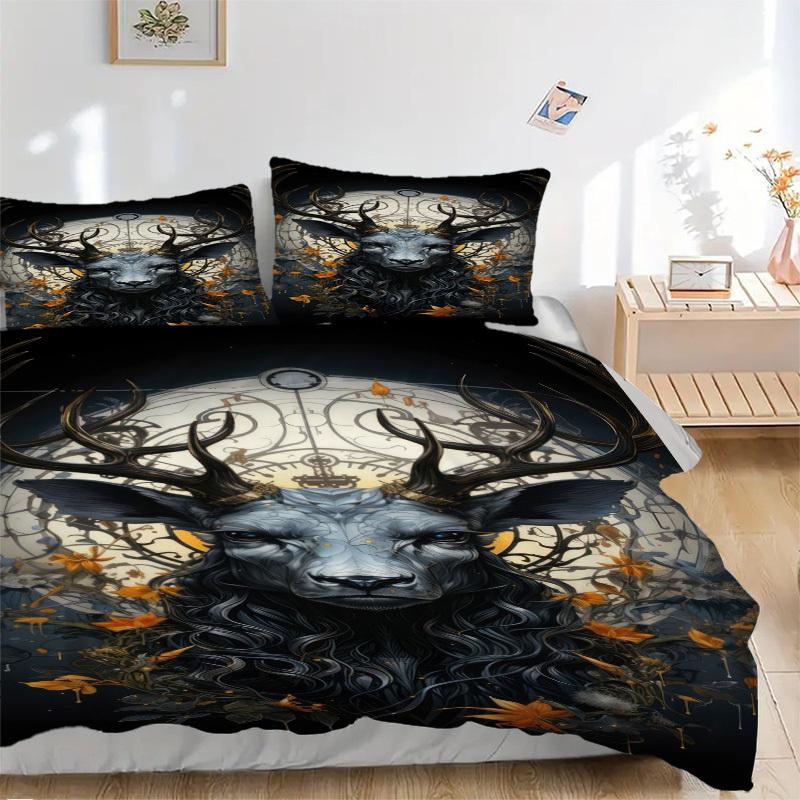 

3pcs Mythical Deer Art Duvet Cover Set -Includes 1 Duvet Cover and 2 Pillowcases, No Quilt Core, All-Season Home Decor yy251111186 135x200cm