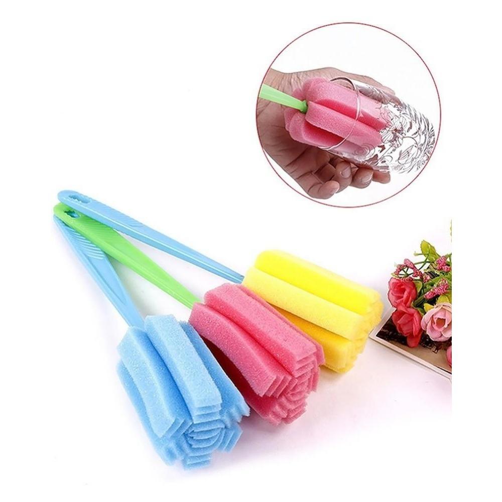1PACK/3 Pcs Kitchen Cleaning Tool Sponge Brush For Wineglass Bottle Coffe Tea Glass Random Color