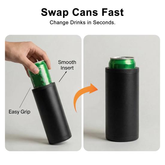 Dual Can Holder with Quick Reload 2 Beer Soda Can Cooler Insulated Beverage Holder Outdoor Event Accessory