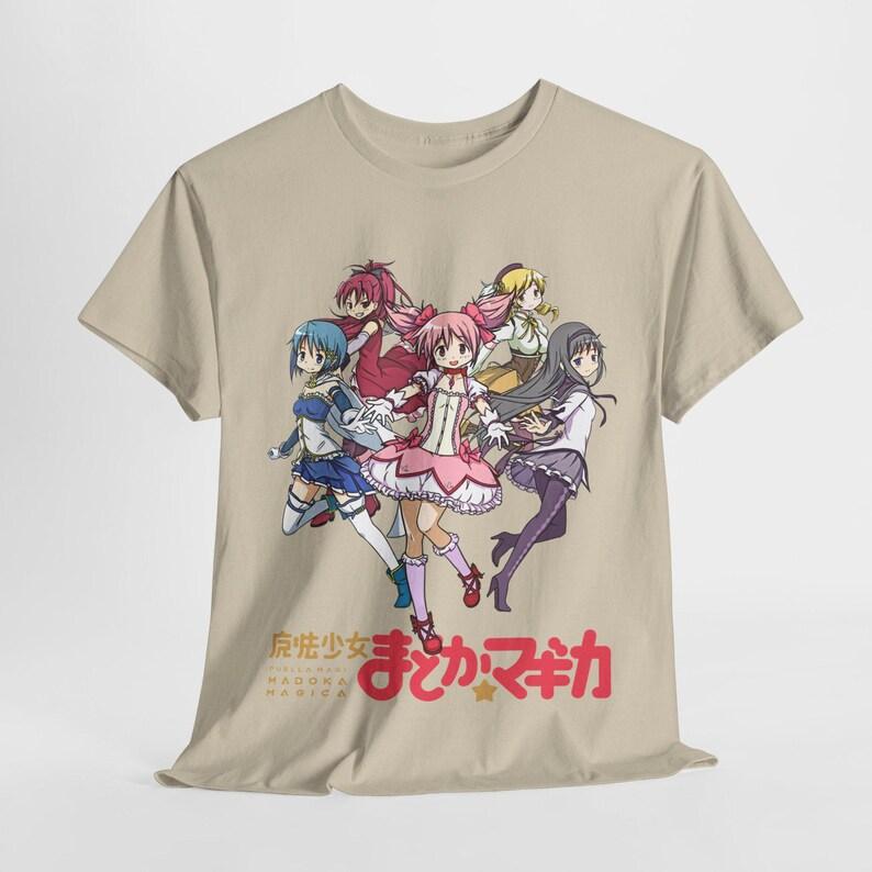 Puella Magi Madoka Magica Magical Girls T-Shirt, Unisex Anime Fan Streetwear Tee, 100% Cotton Casual Short Sleeve Top