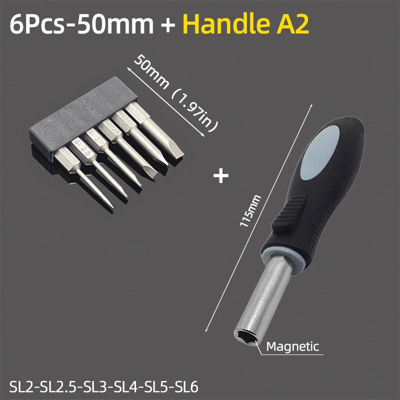 50/100mm 2.0-6.0mm Flat Head Screwdriver Bits Set Magnetic Tip Slotted Screwdriver Drill 1/4 Inch Hex Shank Hand/Electric Tools
