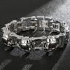 Skeleton Men's Bracelet Stainless Steel Punk Skull Wristband 16MM Wide Bicycle Chain Charm Bangles Trendy Bikers Jewelry for Men