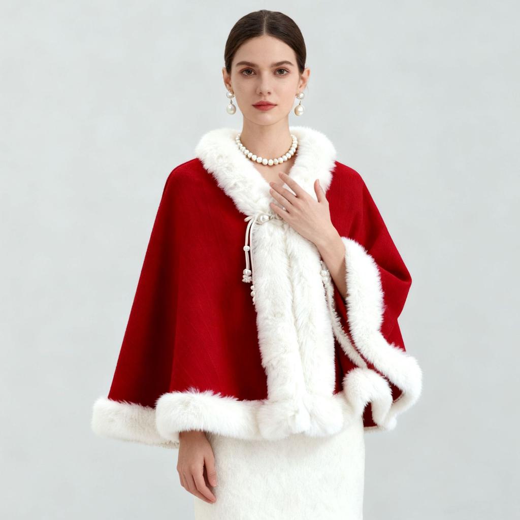 New Velvet And Thick Fur Collar Shawl For Women To Keep Warm