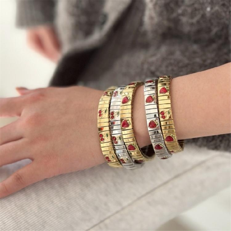 Fruit Inspired Adjustable Bracelet for Trendy Women Stainless Steel Jewelry Italian Crafted Comfortable Spring Gifts