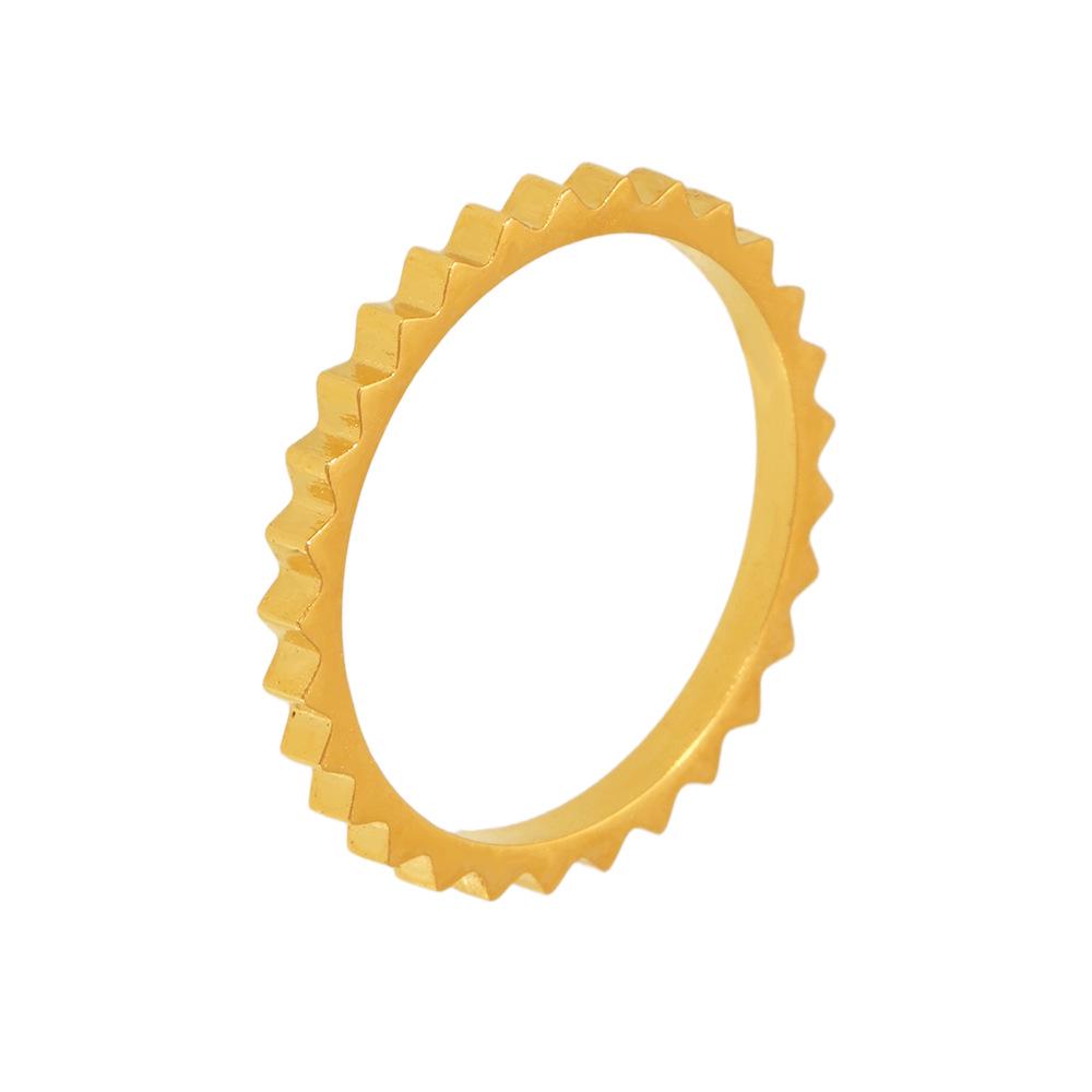 Qiong Yao 18K Gold Textured Ring: Stylish 3D Gear Design, Trendy European & American Style