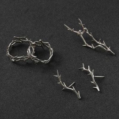 Vintage Goth Thorns Couple Rings For Men Women Irregularity Opening Vine Punk Ring Party Jewelry Gifts Accessories