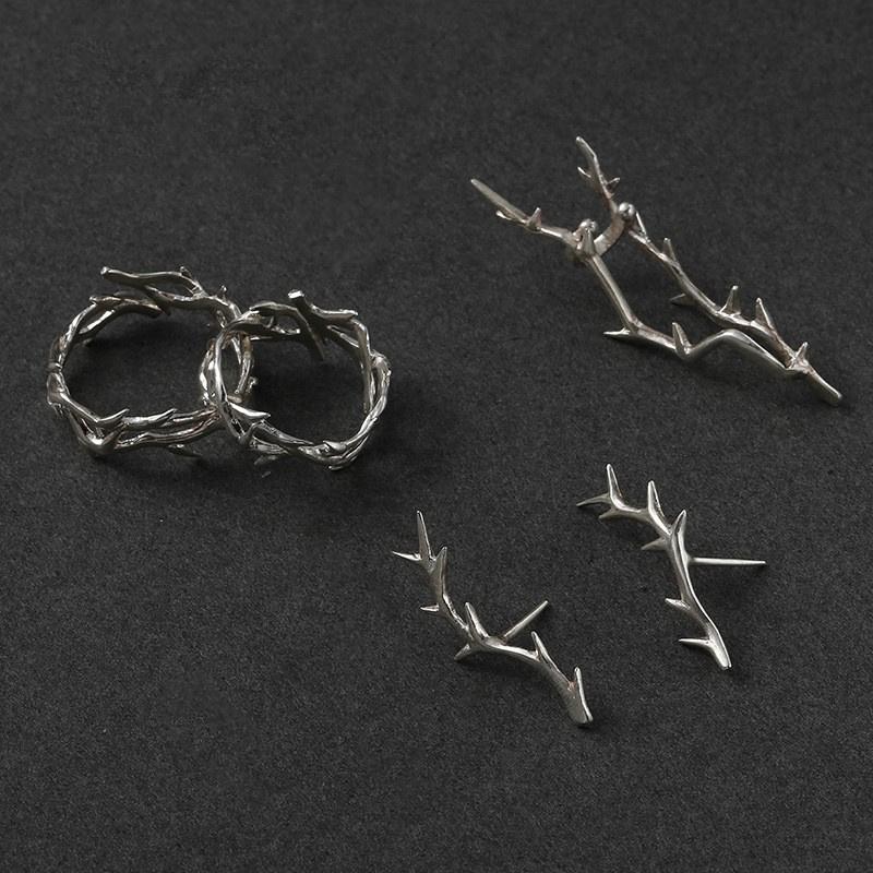 Vintage Goth Thorns Couple Rings For Men Women Irregularity Opening Vine Punk Ring Party Jewelry Gifts Accessories