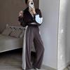 Women's Casual Suit Fashion Sports Color Matching Long-sleeved Zipper Cardigan Contrast Top Trousers