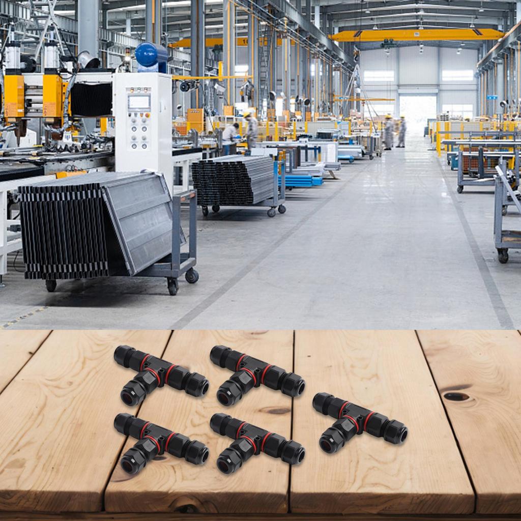 5Pcs TShape Cable Connectors with IP68 Protection for Outdoor Lighting