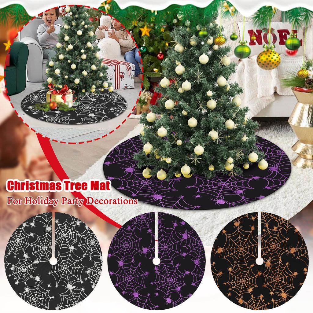 Halloween 36 Inches Tree Skirt With Net,Christmas Tree Mat For Holiday Party Decorations