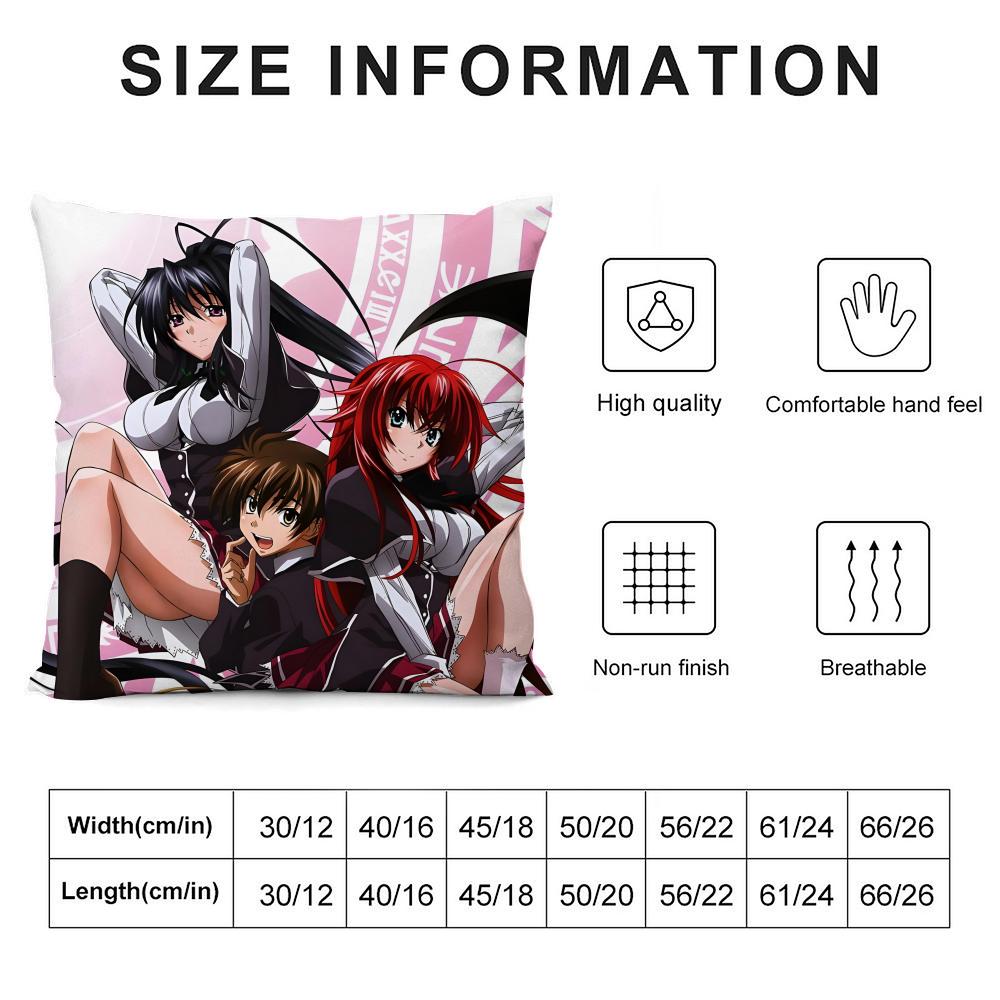H-High School D-Dxd Anime Cushion Cover Plush Fabric Soft Double-Sided Printed Sofa Warm Winter Home Child Gift Pillow Case