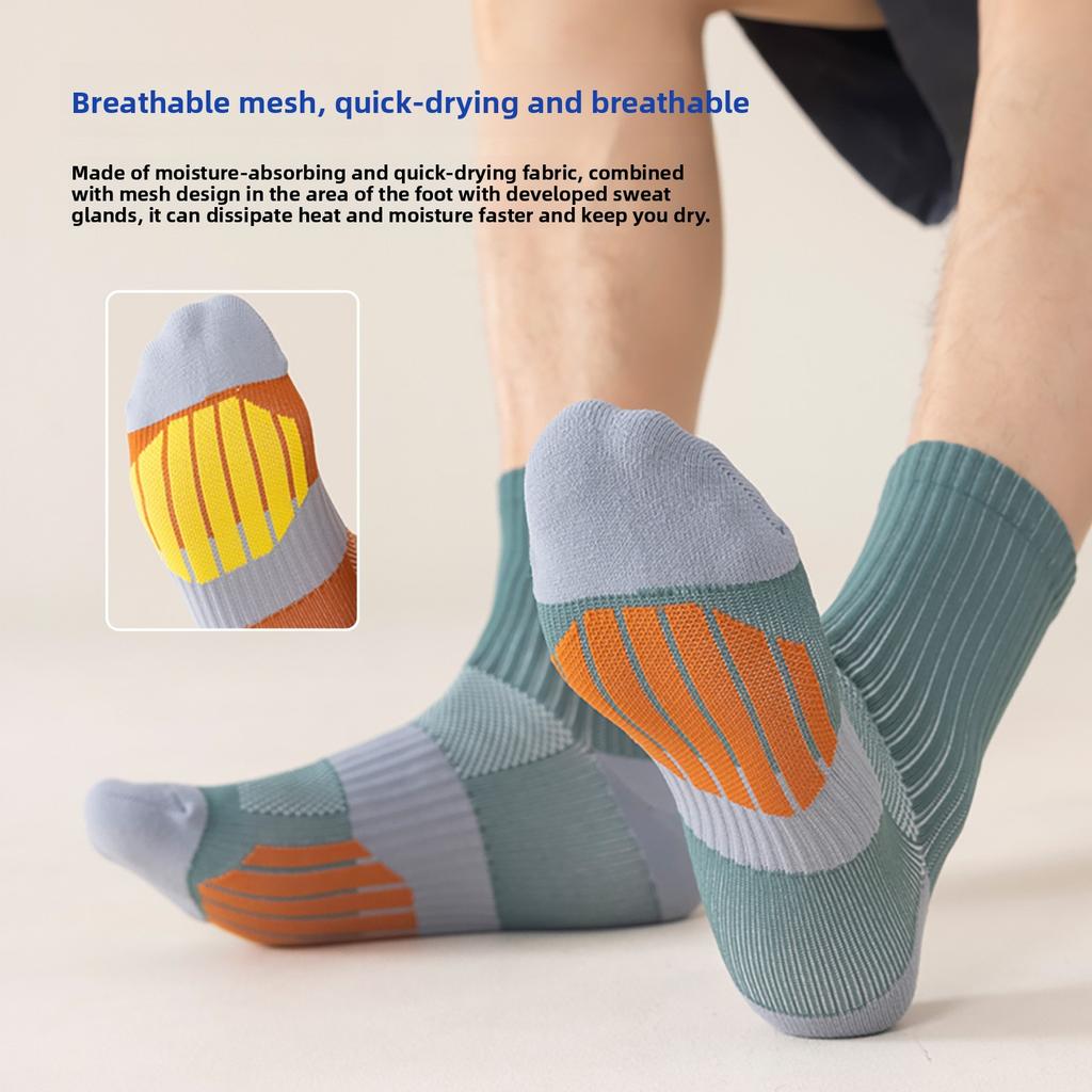 Sports Socks, Men's Long Stockings, Thick Towel Bottom, Anti-odor, Anti-slip, Wear-resistant, Professional Basketball and Running Long Socks