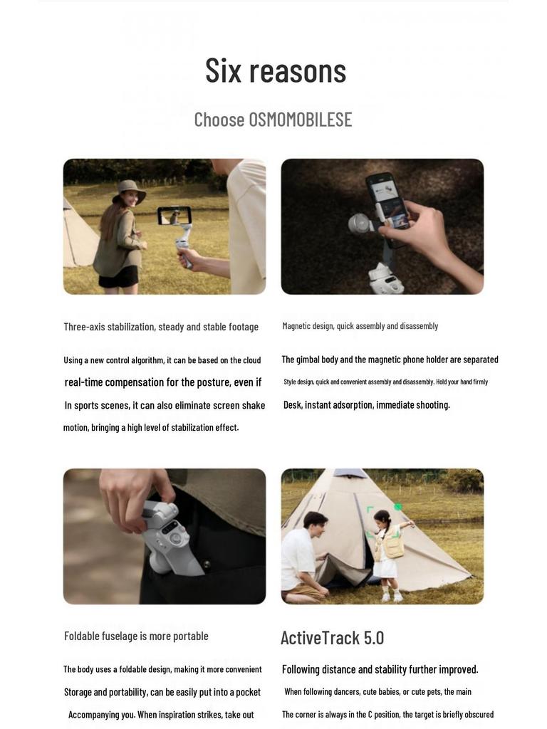 DJI Osmo Mobile SE Handheld Gimbal: Portable, Foldable, Anti-Shake Stabilizer for Smooth Selfies and Follow Shots