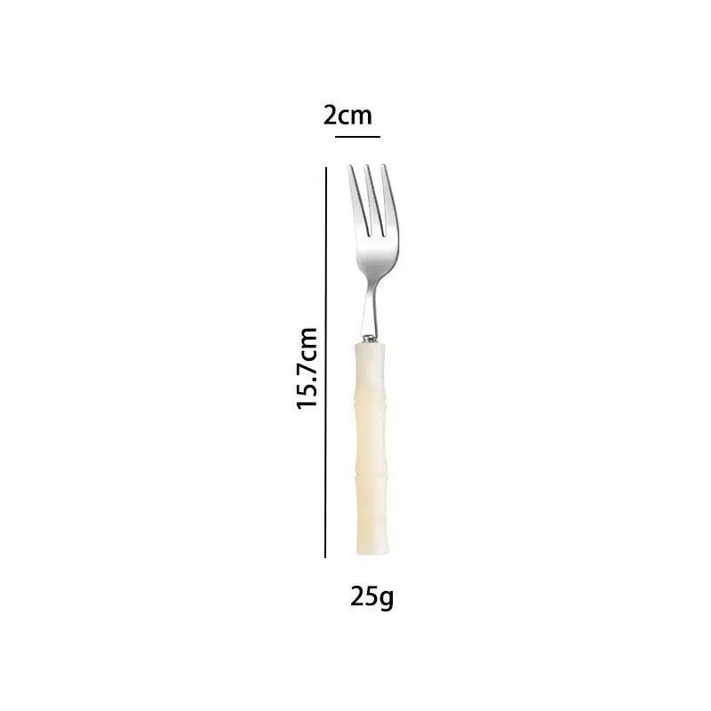 304 Stainless Steel Gold Cutlery Set with Violet Acrylic Bamboo Joint Handles: Includes Knife, Fork, and Spoon for Hotel Light Luxury Use.