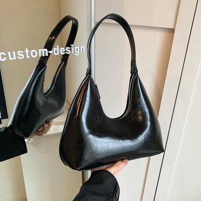 High-End-Textur Einfache PU-Leder-Einschultertaschen Damen-Trend Mode Vielseitige Unifarbene Handtasche Elegante Pendler-Achseltasche