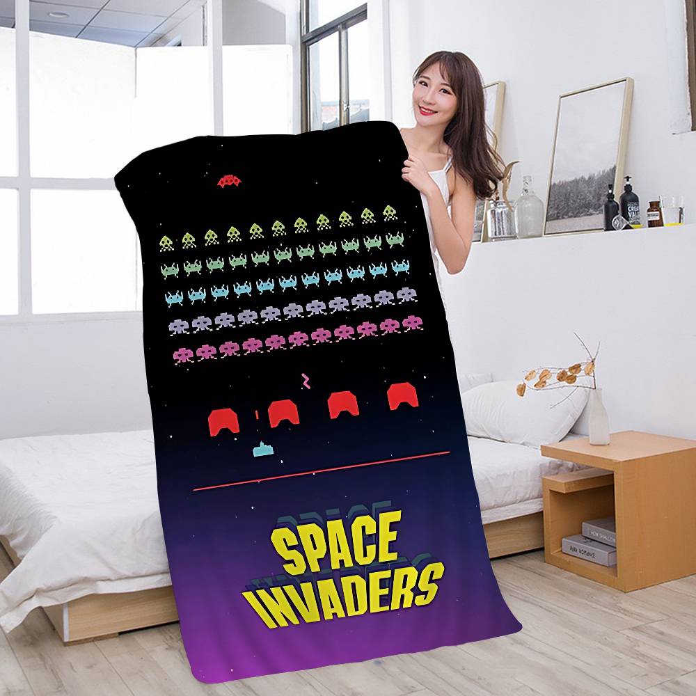 Classic Shooting Game S-Space Invaders Microfiber Beach Towel Absorbent Quick dry Soft Yoga Swimming Resort Mountain