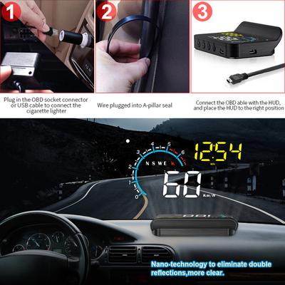Car OBD2 GPS Dual System HUD M12 Head Up Display On-board Computer Digital Speedometer Windshield Projector Auto Electronics