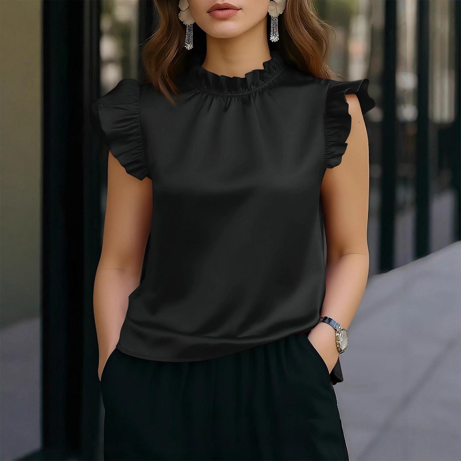 

Женский модный цветной повседневный топ без рукавов с плиссировкой M