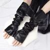 Long Arm Warmer Fingerless Gloves Black Women Gloves PU Leather Gloves  Dance Performance