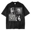 100% Cotton Vintage Washed Ariana Grande Petal Violent Fairy Pop Core T Shirt Men Letter Live Laugh Love Retro Loose Tees Shirts