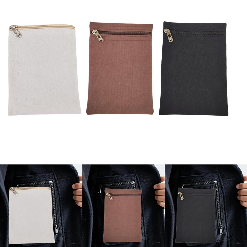 Sweatshirt Hoodie Inside Pocket Secure Zipper Pouch Canvas Sew Accessories for Jacket Travel Storage Solution