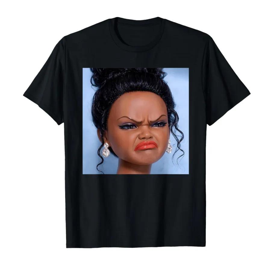 Funny Creepy Doll Face Meme Expression Hilarious Sarcastic Tshirt For Men Women 100 Cotton T Shirts Short Sleeve Tops 04172