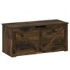 127L Home Storage Box, with Safety Hinges - Rustic Brown Wood-Effect