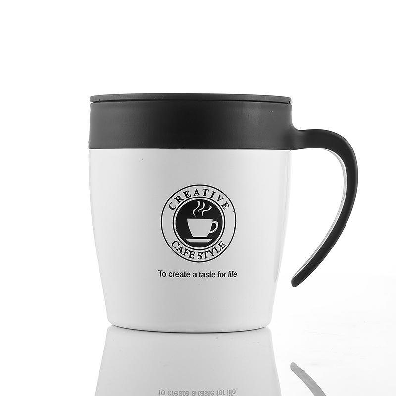 

Вакуумная чашка для кофе на 380 мл, термос из нержавеющей стали с ручкой, крышкой и ложкой для перемешивания 380mL