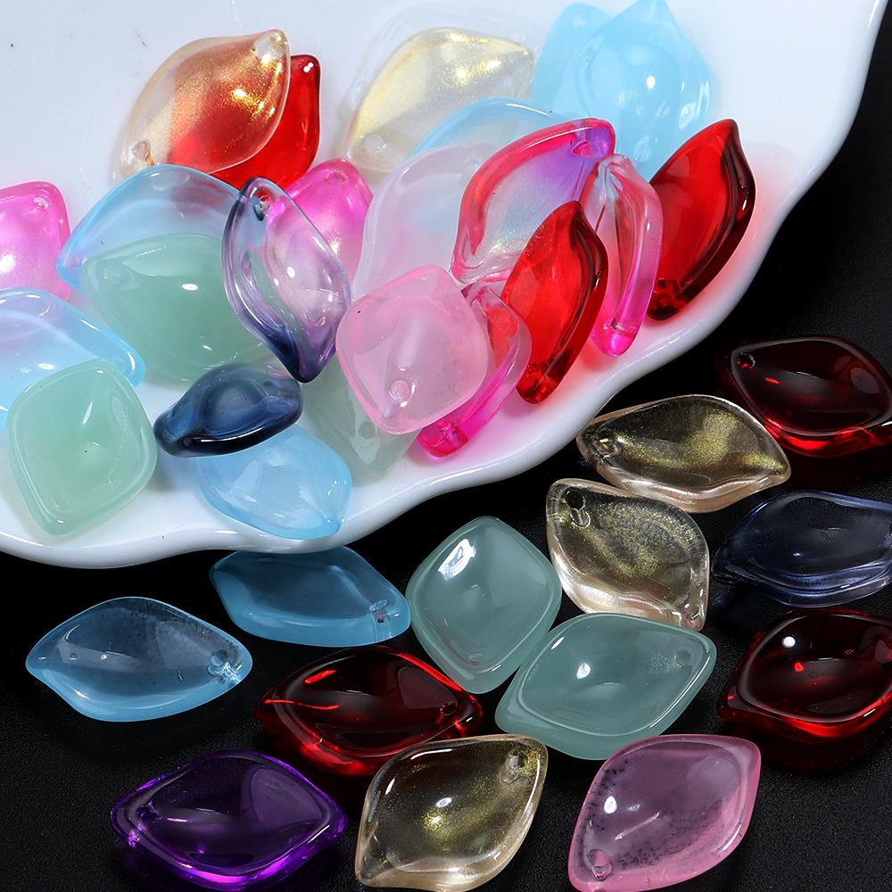 50pcs/lot Epiphyllum Petal Lampwork Beads Colorful Loose Glass Beads For Jewelry Making DIY Bracelet Necklace Crafts Accessories