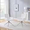 [Lot de 2] Chaise de bureau européenne pivotante au design de luxe léger: Revêtement PU blanc + pieds en métal argenté, pivotement silencieux à 360 degrés