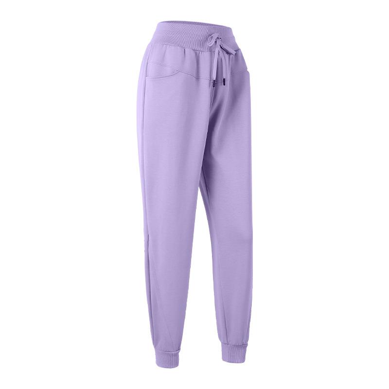 Sweatpants loose and thickened sports trousers women's running training fitness clothes mixed cotton and thin versatile tied feet casual sweatpants