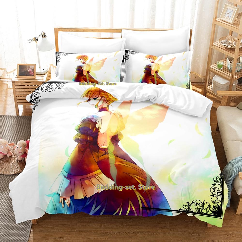 2024 Umineko When They Cry Bettwäscheset Einzelbett Twin Full Queen King Size Bettwäscheset Schlafzimmer für Erwachsene und Kinder Bettbezug-Set Anime Bettlaken
