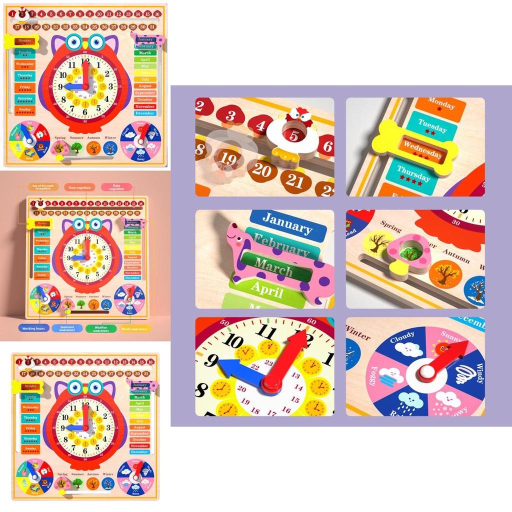 Preschool Wooden Calendar And Timeteaching Puzzle Board For Kids Development