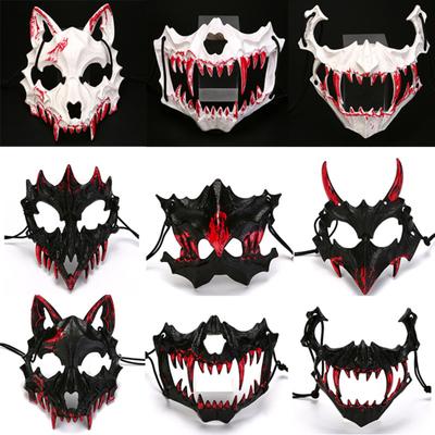 Halbmaske, Horror-Halloween-Kostüm-Requisiten, Tierskelett, Blutmaske mit elastischen Bändern für Halloween, Cosplay, Karneval, Maskeraden