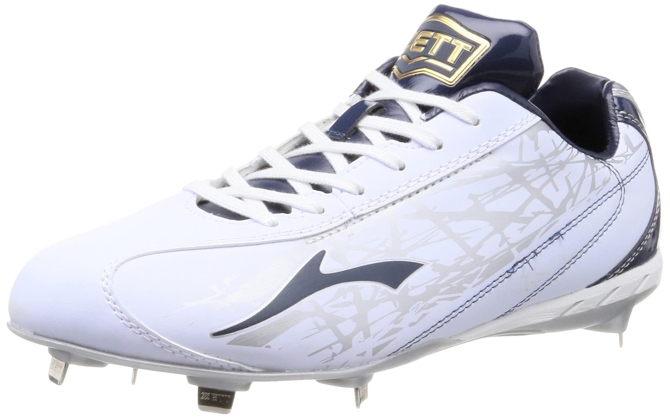 

ZETT Baseball Recessed Cleats, Grand Jack CR, White x Navy (1129), Size: 27.5, BSR2295