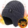 Outdoor Men Winter Knitted Hat Plush Warmth Peaked Cap Earmuff Casual Fashion Faux Fur Lined Bomber Cycling Ear Protection Amagi