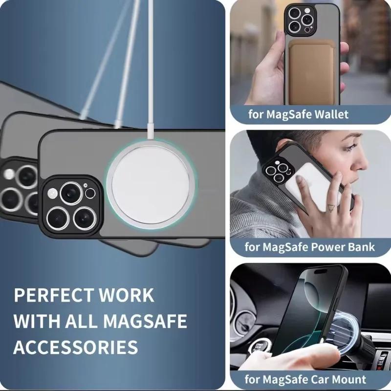 Matte Magnetic Phone Case for iPhone 17 Pro Max 16 15 14 13 12 11 Pro Max 17Air PC Hard For Magsafe Wireless Charge Luxury Cover