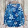 Ladies' Fashionable And Casual Christmas Cute Printed Round Neck Long Sleeved Knitted Yarn
