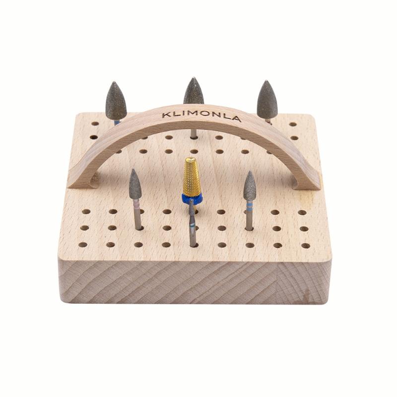 54 Slots Wooden Nail Drill Bit Storage Holder With Handle Multifunction Nail Salon Grinding Head Display Stand Accessories