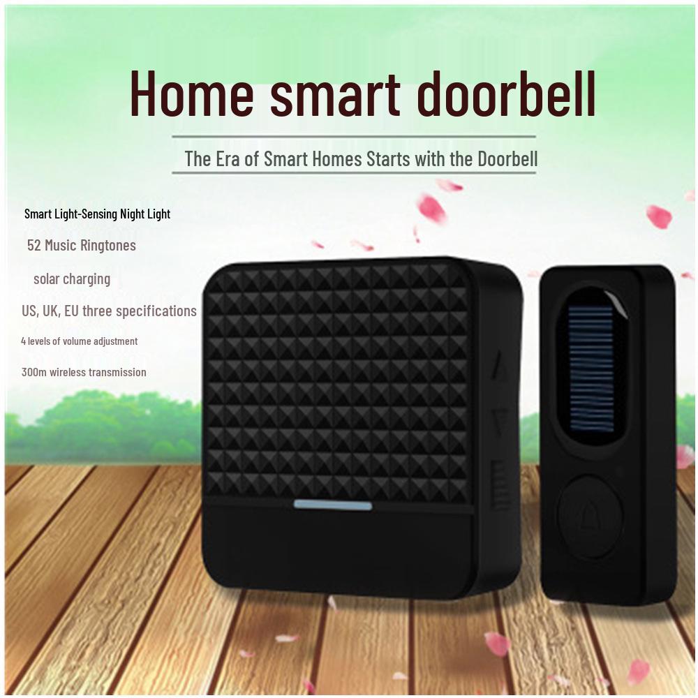 Solar-Powered Wireless Doorbell with Waterproof Design and Elderly Call Button for Shops and Villas