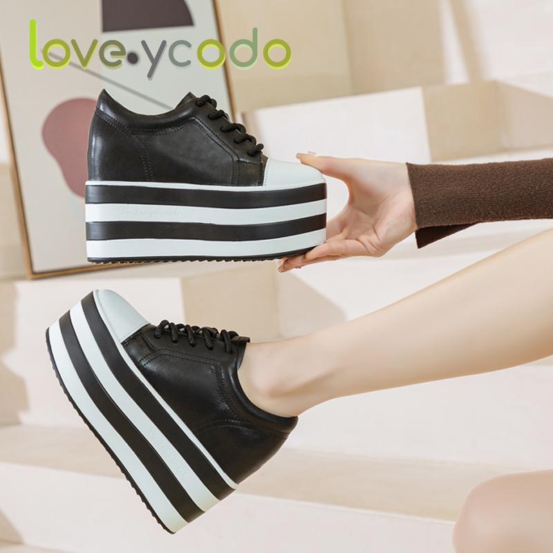 Жіноче модне повсякденне шкіряне взуття Супер товста підошва Водонепроникне столове Просте зручне весна літо осінь Студентське повсякденне взуття для дівчат
